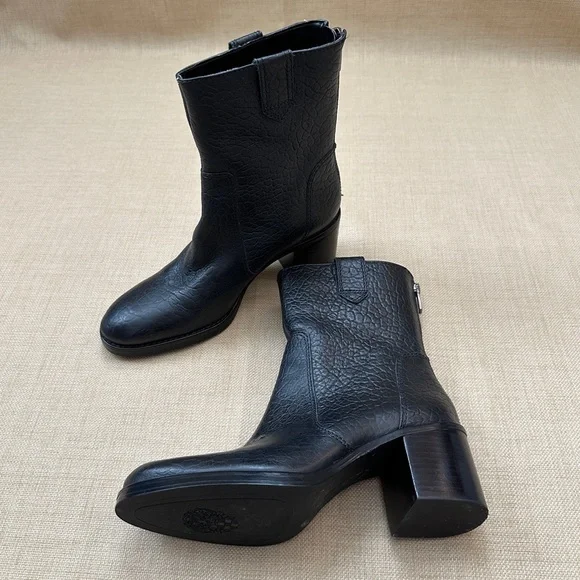 Vince Camuto Zeldina Black Leather Heeled Boots - Picture 2 of 16